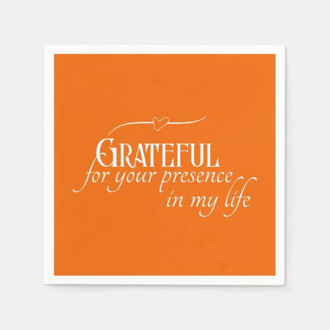 Elegant Personalised Grateful Autumn Thanksgiving Napkin (Front)