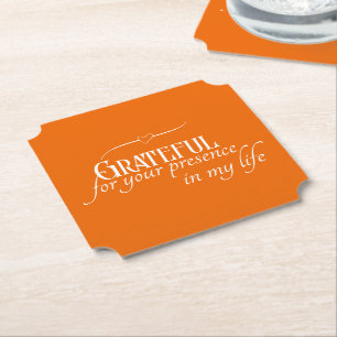 Elegant Personalised Grateful Fall Thanksgiving Paper Coaster