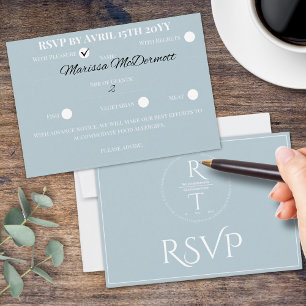 Elegant Personalised Grey White Wedding RSVP Card