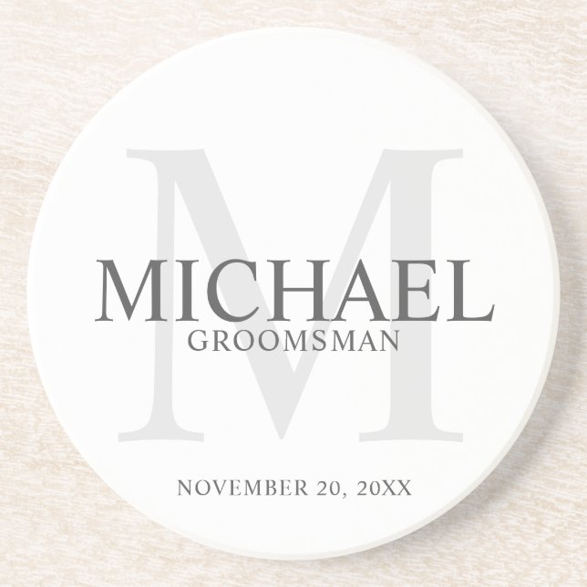 Elegant Personalised Groomsmen Coaster (Front)