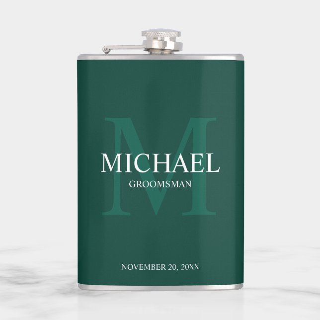 Elegant Personalised Groomsmen Monogram and Name Hip Flask (Creator Uploaded)