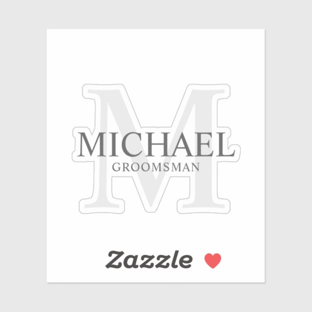 Elegant Personalised Groomsmen's Name and Monogram (Sheet)