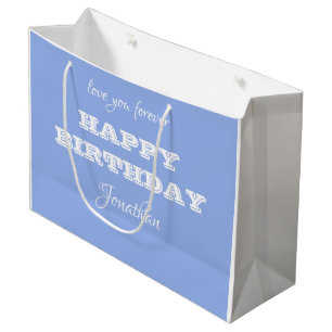 Elegant Personalised Happy Birthday Blue Gift Bag