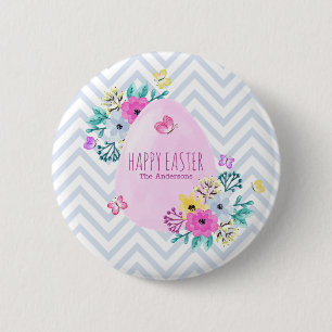 Elegant Personalised Happy Easter   Pin Button