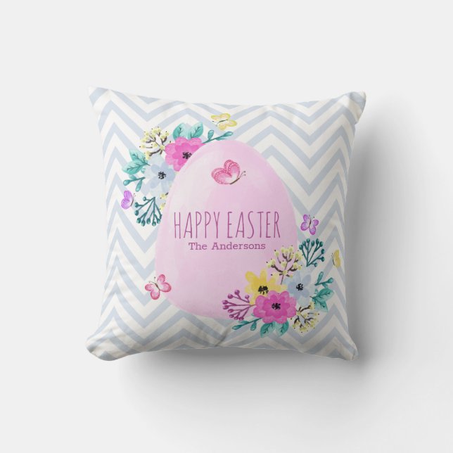 Elegant Personalised Happy Easter | Throw Pillow (Front)