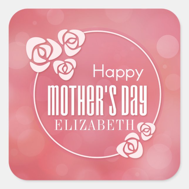 Elegant Personalised Happy Mother's Day Sticker (Front)