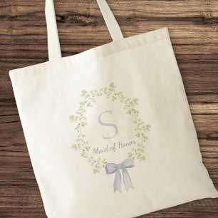 Elegant Personalised Initial Bow Maid of Honour Tote Bag