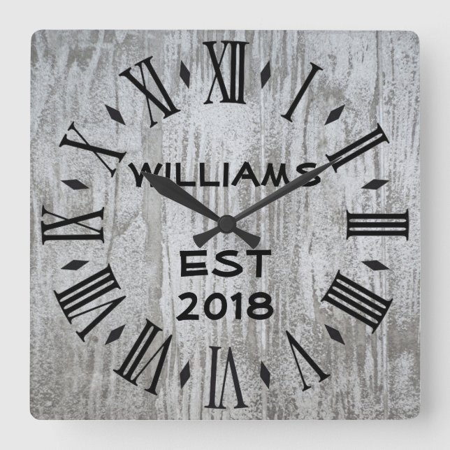 Elegant Personalised Light Wood Square Wall Clock (Front)