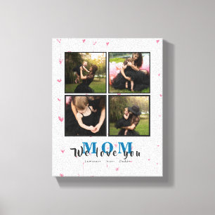 Elegant Personalised Love You Mum 4 Family Photo Canvas Print