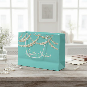 Elegant Personalised Luxury Gift Bag with Pearls 