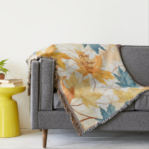 Elegant Personalised Maple Leaves Thanksgiving Throw Blanket