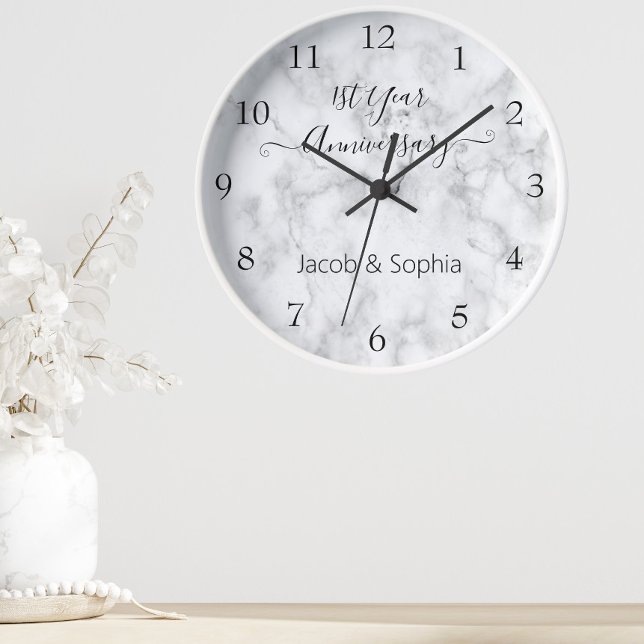 Elegant Personalised Marble Anniversary Wedding Clock (Creator Uploaded)
