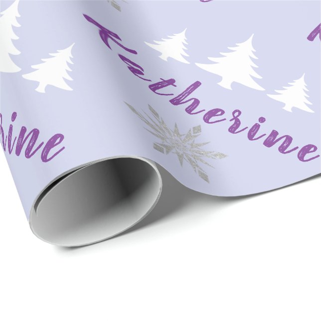 Elegant Personalised Merry Christmas Snowflakes Wr Wrapping Paper (Roll Corner)