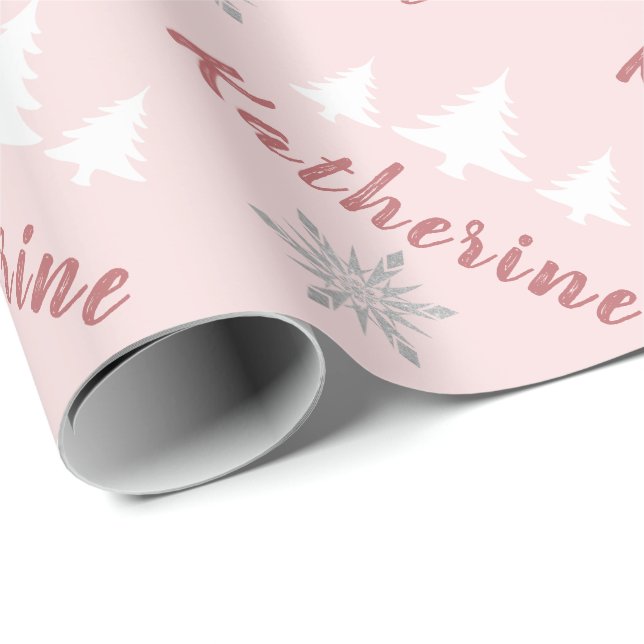 Elegant Personalised Merry Christmas Snowflakes Wrapping Paper (Roll Corner)