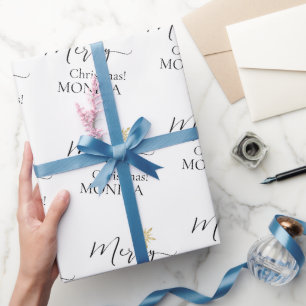 Elegant Personalised Merry Christmas Snowflakes Wrapping Paper