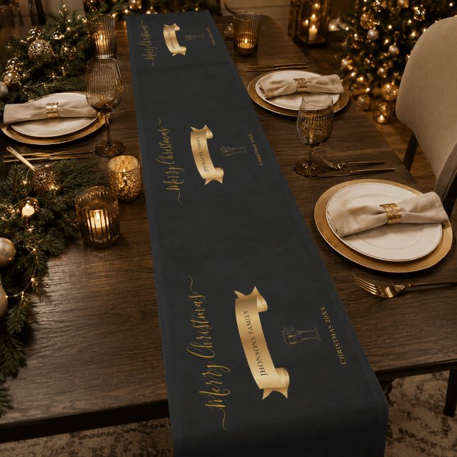 Elegant Personalised Merry Christmas Table Runner (Creator Uploaded)