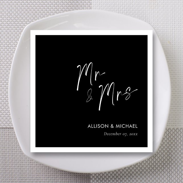 Elegant Personalised Minimalist Mr & Mrs Napkins (Creator Uploaded)