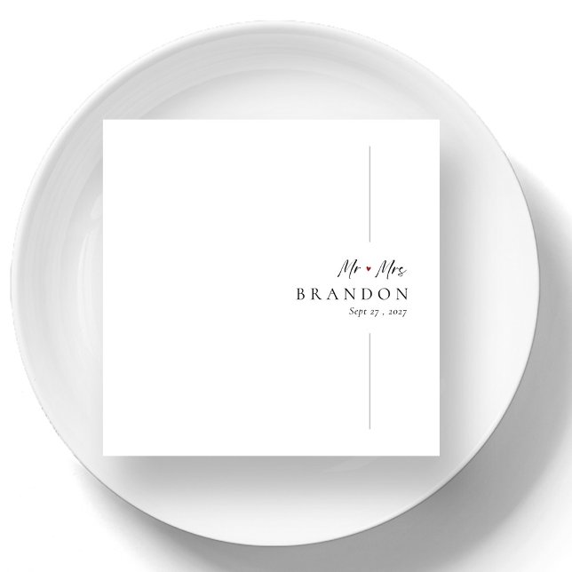 Elegant Personalised Minimalist Mr. & Mrs. Wedding Napkin (Elegant Personalized Minimalist Mr. & Mrs. Wedding Napkins)