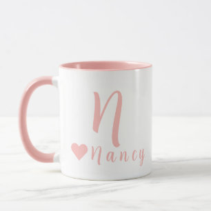 Elegant Personalised Monogram and Name in Pink Mug