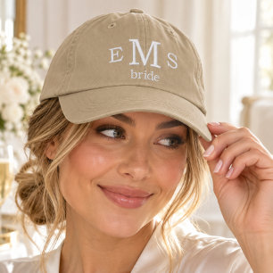 Elegant Personalised Monogram Bride Embroidered Hat