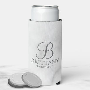 Elegant Personalised Monogram Bridesmaid Seltzer C Seltzer Can Cooler