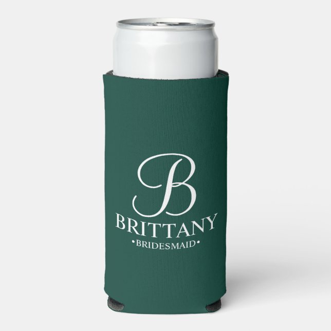 Elegant Personalised Monogram Bridesmaid Seltzer Can Cooler (Seltzer Front)