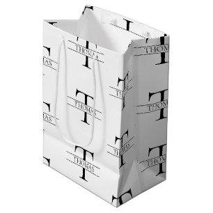 Elegant Personalised Monogram Custom Name Pattern Medium Gift Bag