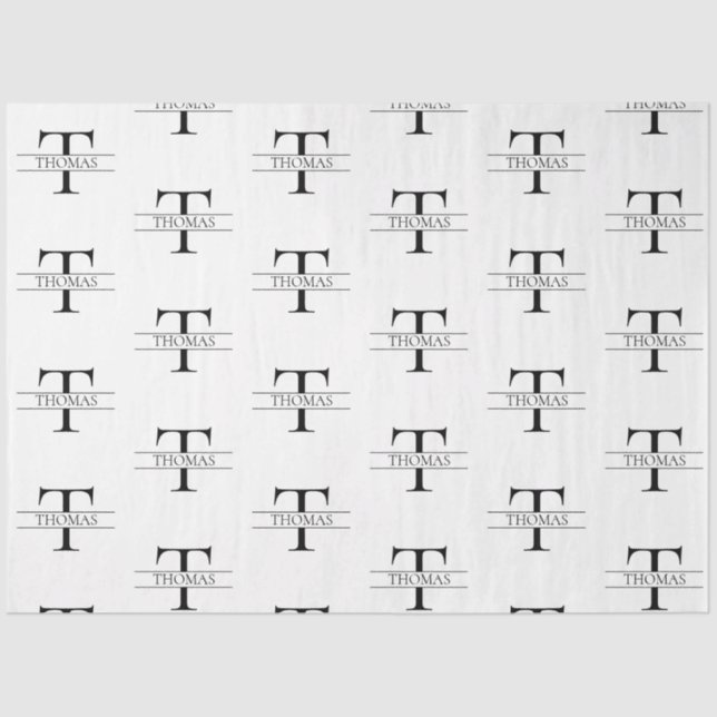 Elegant Personalised Monogram Custom Name Pattern Tissue Paper (Front)