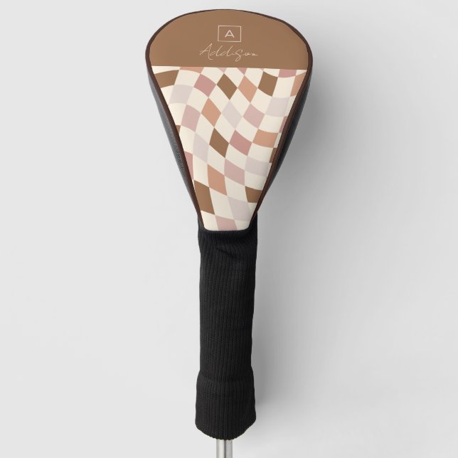 Elegant Personalised Monogram Golf Head Cover (Front)