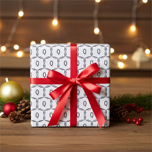 Elegant Personalised Monogram in Black and White  Wrapping Paper