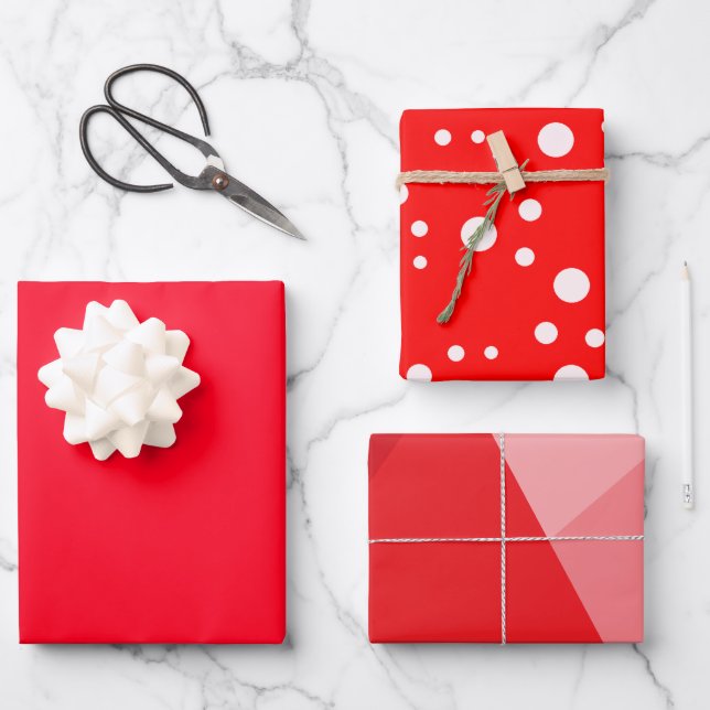 Elegant Personalised Monogram Name Bright Red Gift Wrapping Paper Sheet (Front)