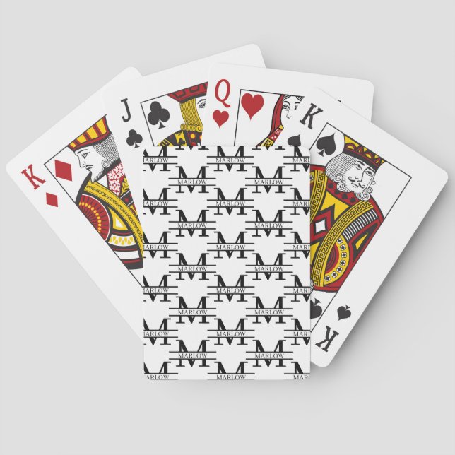 Elegant Personalised Monogram Name Custom  Playing Cards (Back)