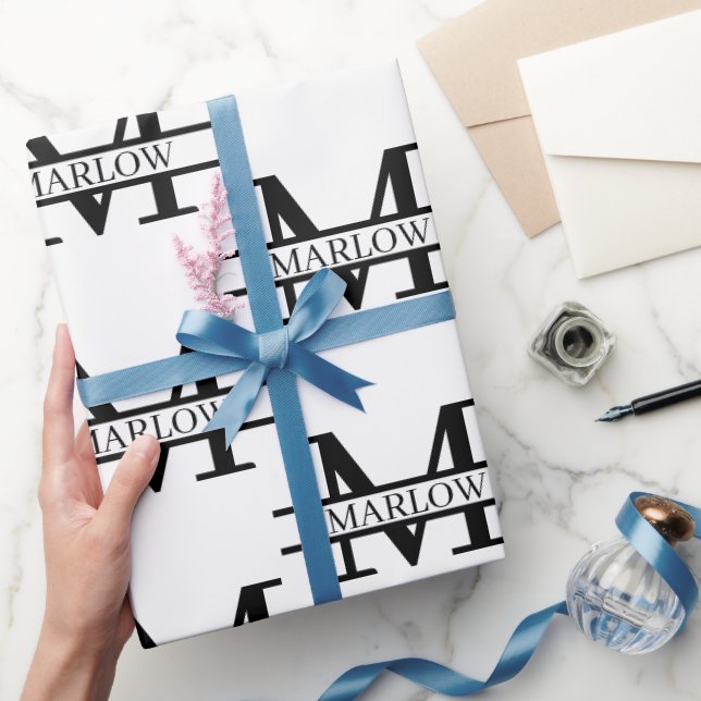 Elegant Personalised Monogram Name Custom  Wrapping Paper (Gifting)