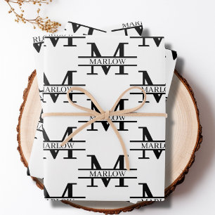 Elegant Personalised Monogram Name Custom Wrapping Paper Sheet