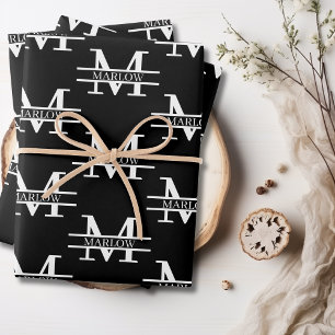Elegant Personalised Monogram Name Custom Wrapping Wrapping Paper Sheet