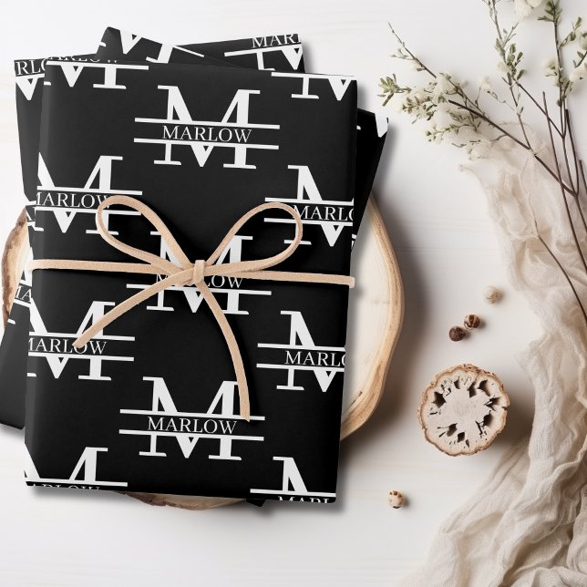 Elegant Personalised Monogram Name Custom Wrapping Wrapping Paper Sheet (Elegant Personalized Monogram Name Custom Wrapping Wrapping Paper Sheets)