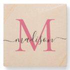 Elegant Personalised Monogram Script Magenta Pink