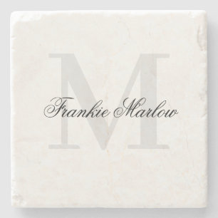 Elegant Personalised Monogram Script Name Classic  Stone Coaster