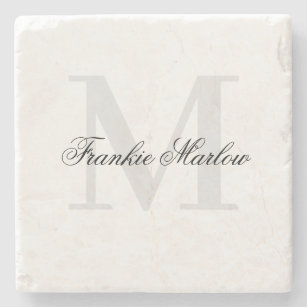 Elegant Personalised Monogram Script Name Classic  Stone Coaster