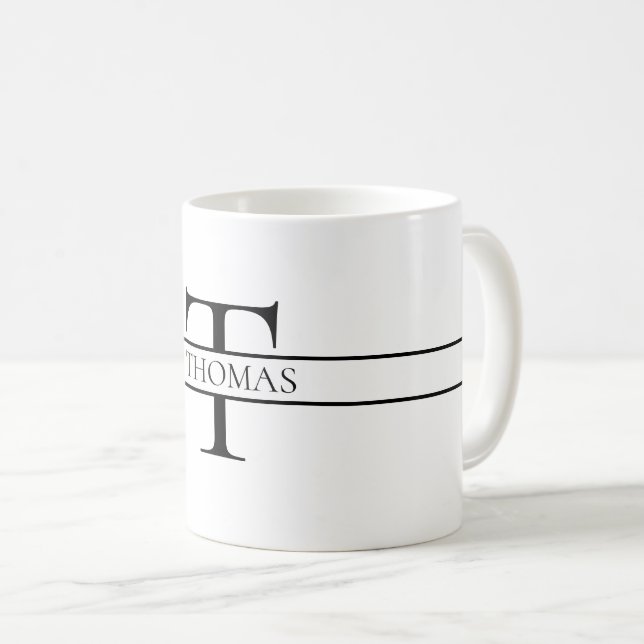 Elegant Personalised Monogrammed Custom Name Coffee Mug (Front Right)