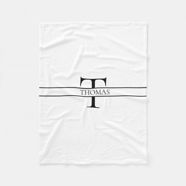 Elegant Personalised Monogrammed Custom Name Fleece Blanket (Front)