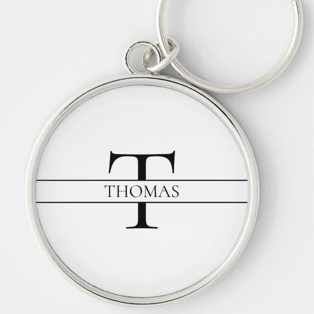 Elegant Personalised Monogrammed Custom Name  Key Ring (Front)