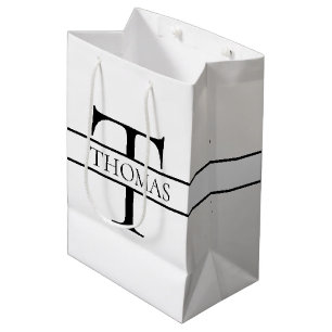 Elegant Personalised Monogrammed Custom Name  Medium Gift Bag