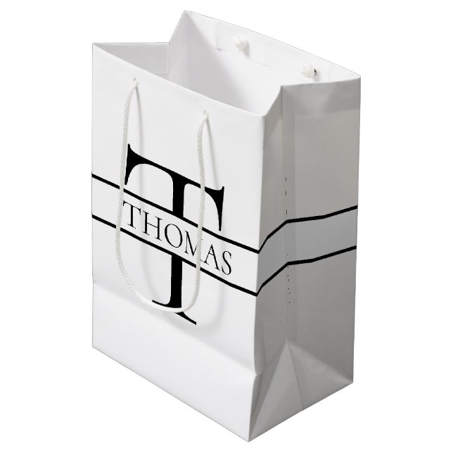 Elegant Personalised Monogrammed Custom Name  Medium Gift Bag (Front Angled)