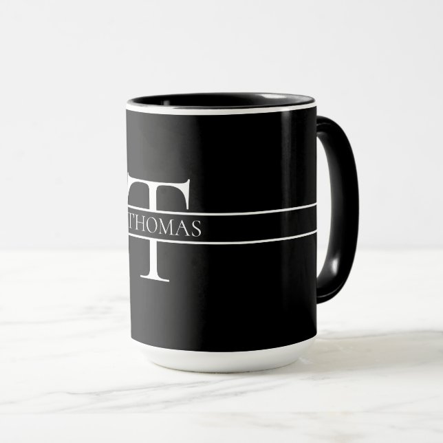 Elegant Personalised Monogrammed Custom Name Mug (Front Right)