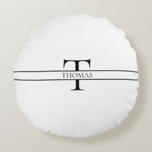 Elegant Personalised Monogrammed Custom Name Round Cushion