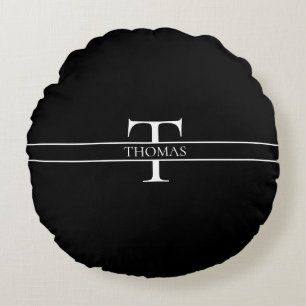 Elegant Personalised Monogrammed Custom Name  Round Cushion