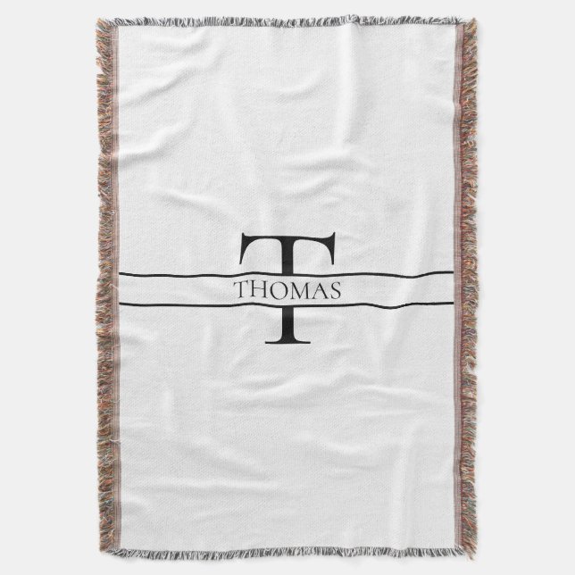 Elegant Personalised Monogrammed Custom Name Throw Blanket (Front Vertical)
