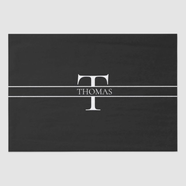 Elegant Personalised Monogrammed Custom Name  Tissue Paper (Front)