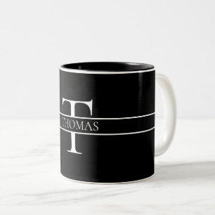 Elegant Personalised Monogrammed Custom Name  Two-Tone Coffee Mug